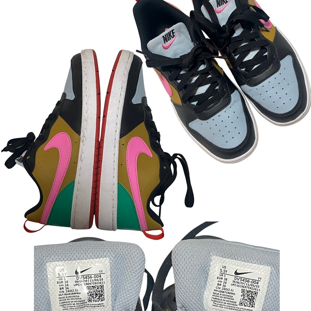 Nike Kids Sneakers in Pink, Green, and Gold